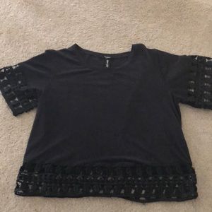 Black suede crop top